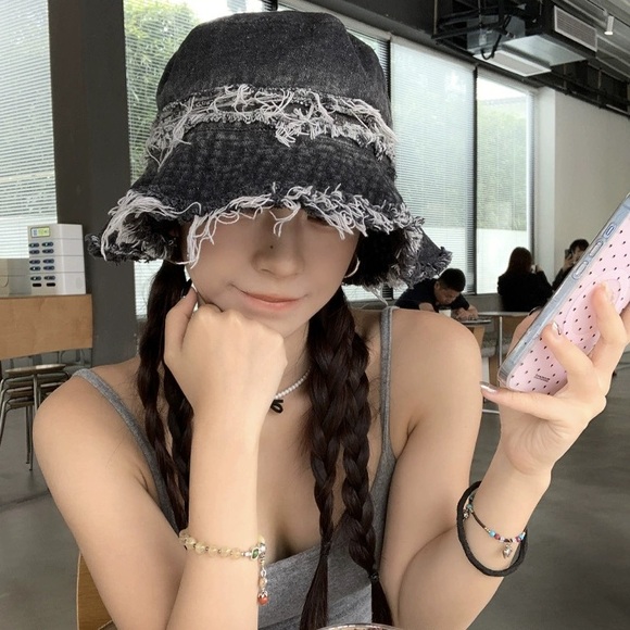 Accessories - Stylish Black Denim Bucket Hat